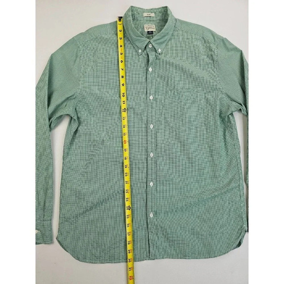 J. Crew Slim Size XL Green White Miniature Check Long Sleeve Button Down Cotton - Picture 10 of 11